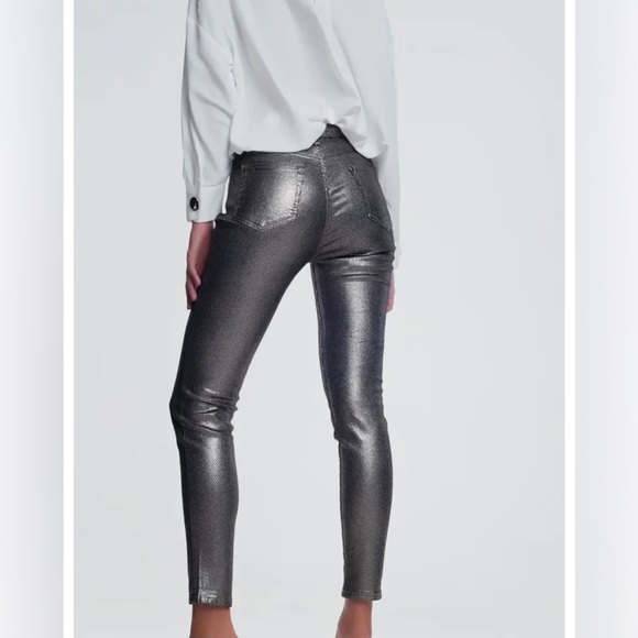 SILVER SNAKESKIN SNAKE JEANS PANTS MADE IN ITALY - Picture 6 of 10